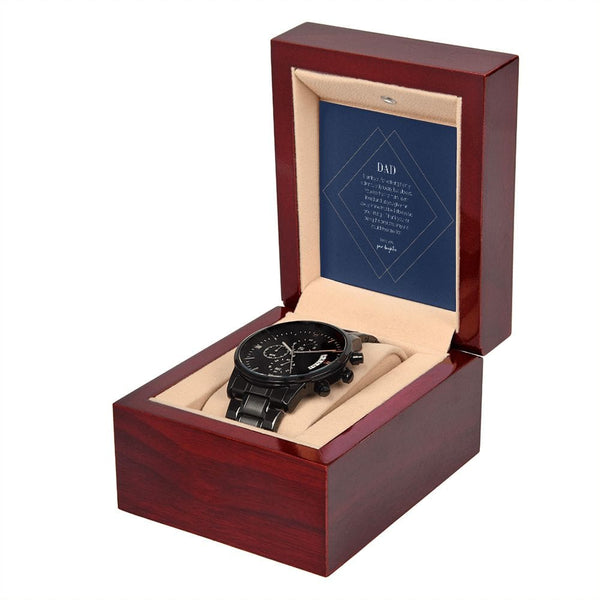 To Dad - Thank You For Walking By My Side - Black Chronograph Watch