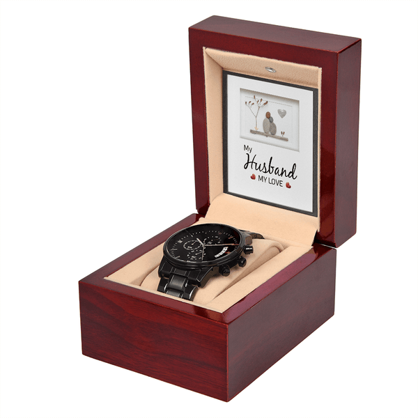 To My Husband - My Husband My Love - Black Chronograph Watch