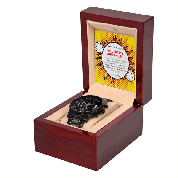 To My Boyfriend - You Are My Superhero - Black Chronograph Watch