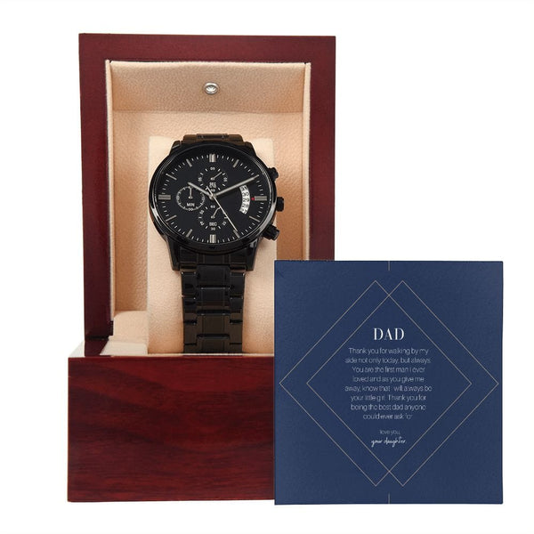To Dad - Thank You For Walking By My Side - Black Chronograph Watch