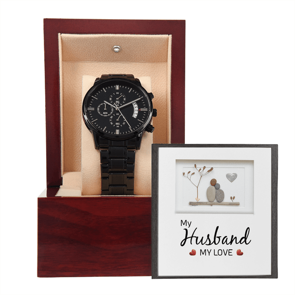 To My Husband - My Husband My Love - Black Chronograph Watch