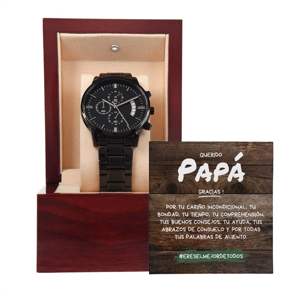 Regalo Para Papá | Amor Incondicional | Reloj Cronógrafo Negro