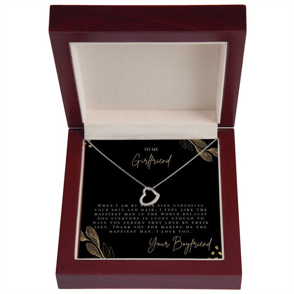 To My Girlfriend - When I Am By Your Side - Delicate Heart Necklace