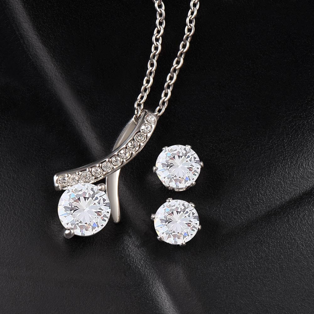 To My Beautiful Daughter - Alluring Beauty Necklace + Cubic Zirconia Earring Set - 125AB