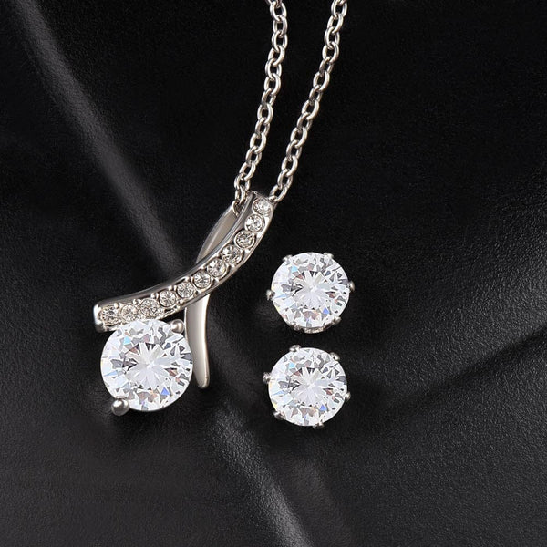 To My Beautiful Daughter - Alluring Beauty Necklace + Cubic Zirconia Earring Set - 125AB