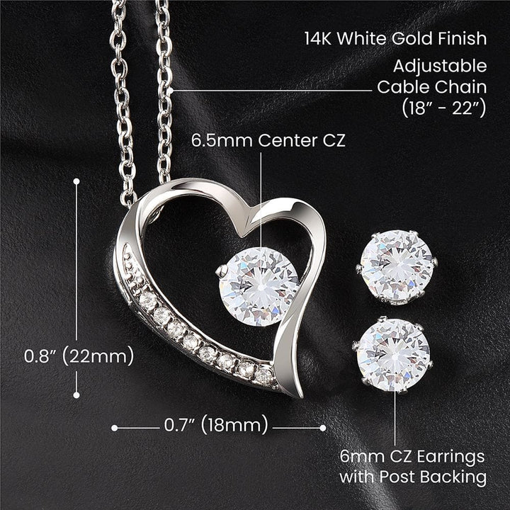 Regalo Para Esposa | Para Mi Esposa Aniversario  | Collar Amor para siempre y Aretes de Zirconia