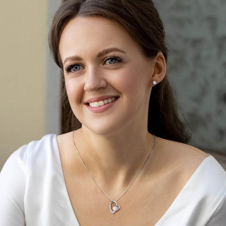 To My Wife - Happy Anniversary (Customizable) - Forever Love Necklace &amp; Earring Set - 178FLES