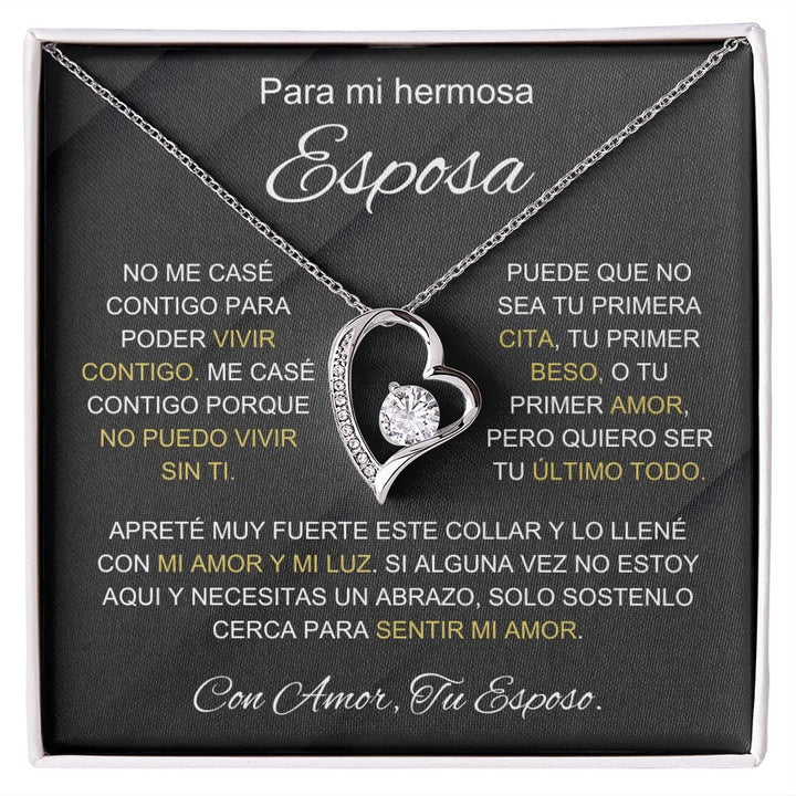 Regalo Para Esposa | Vivir contigo | Collar Amor para siempre