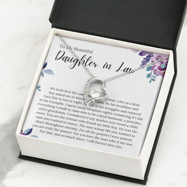 To My Beautiful Daughter In Law - We Both Love The Same Man - Forever Love Necklace