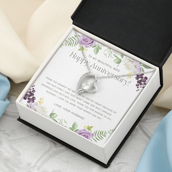 To My Beautiful Wife - Happy Anniversary - Forever Love Necklace