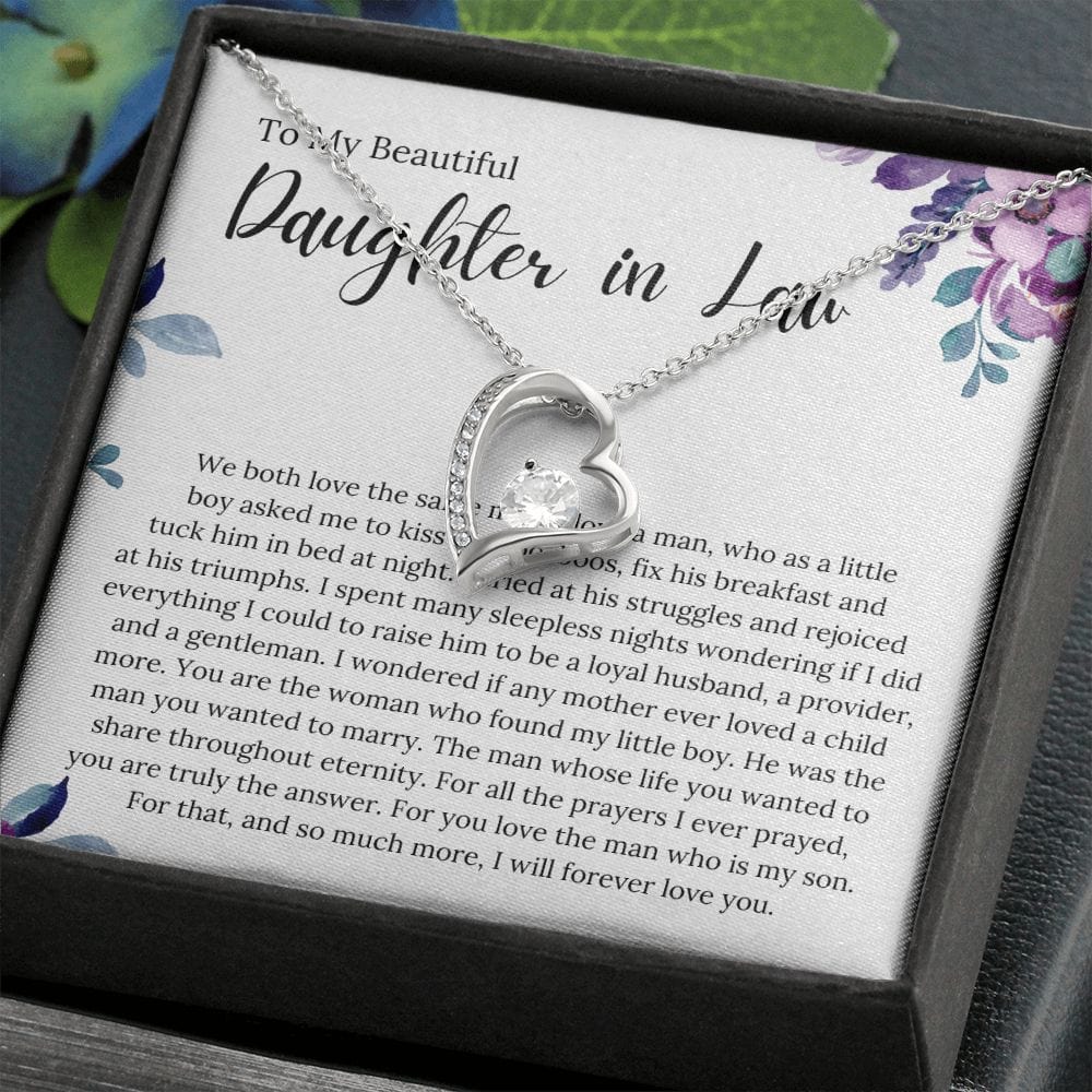 To My Beautiful Daughter In Law - We Both Love The Same Man - Forever Love Necklace