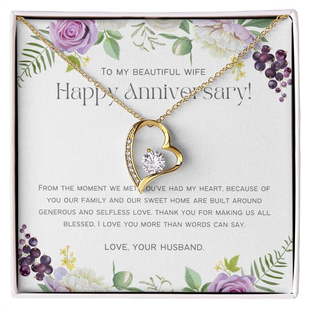 To My Beautiful Wife - Happy Anniversary - Forever Love Necklace