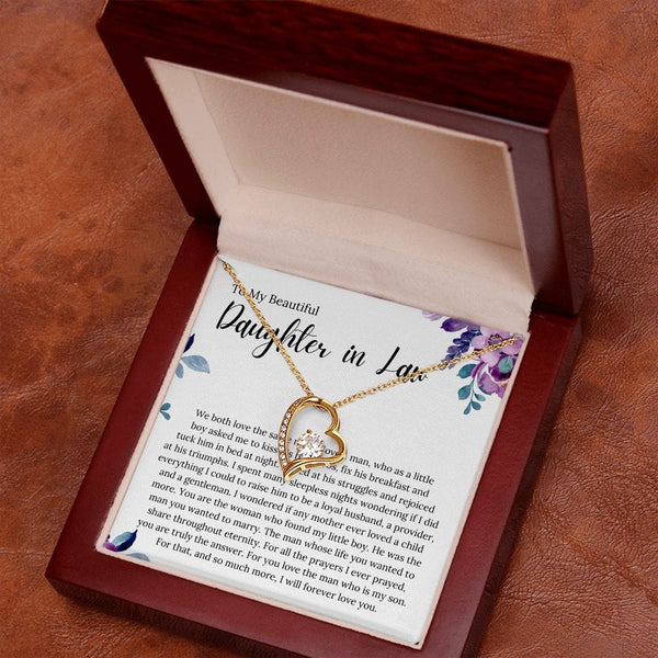 To My Beautiful Daughter In Law - We Both Love The Same Man - Forever Love Necklace