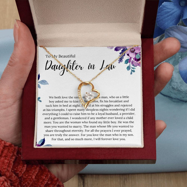 To My Beautiful Daughter In Law - We Both Love The Same Man - Forever Love Necklace