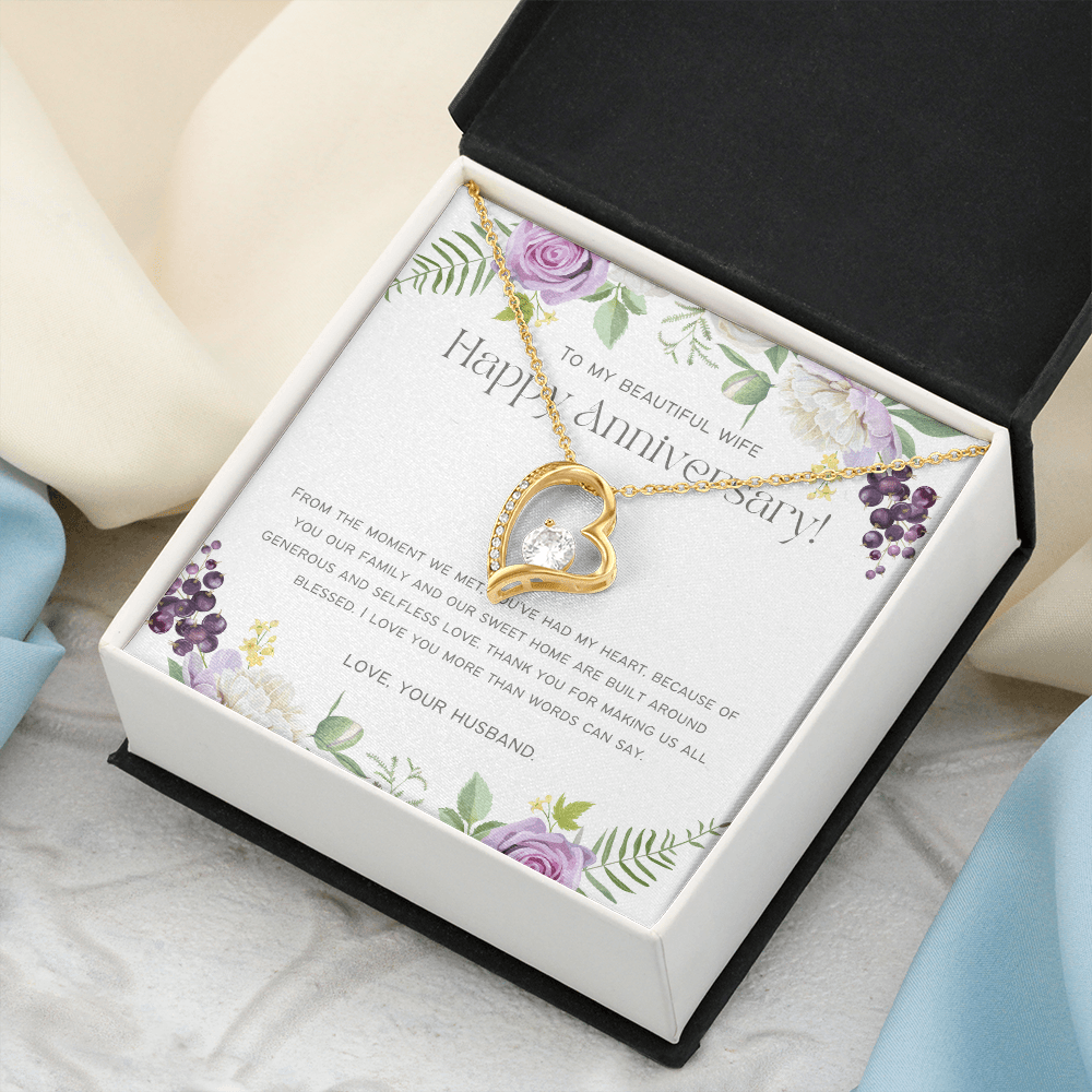 To My Beautiful Wife - Happy Anniversary - Forever Love Necklace