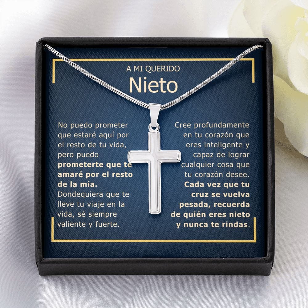 Regalo Para Nieto | Cree en tu corazón | Collar Cruz De Acero Inoxidable