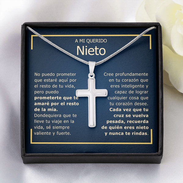 Regalo Para Nieto | Cree en tu corazón | Collar Cruz De Acero Inoxidable
