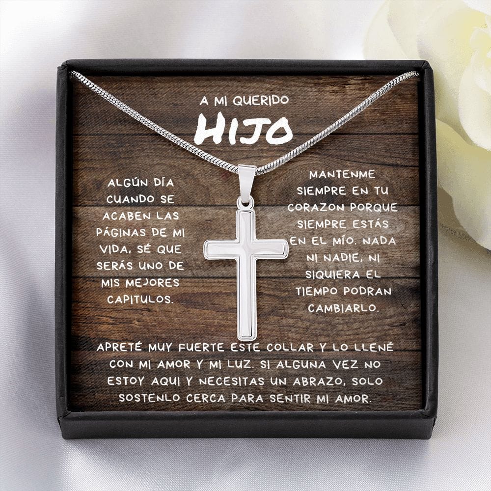 Regalo para Hijo | Coraje | Collar Con Cruz De Acero Inoxidable