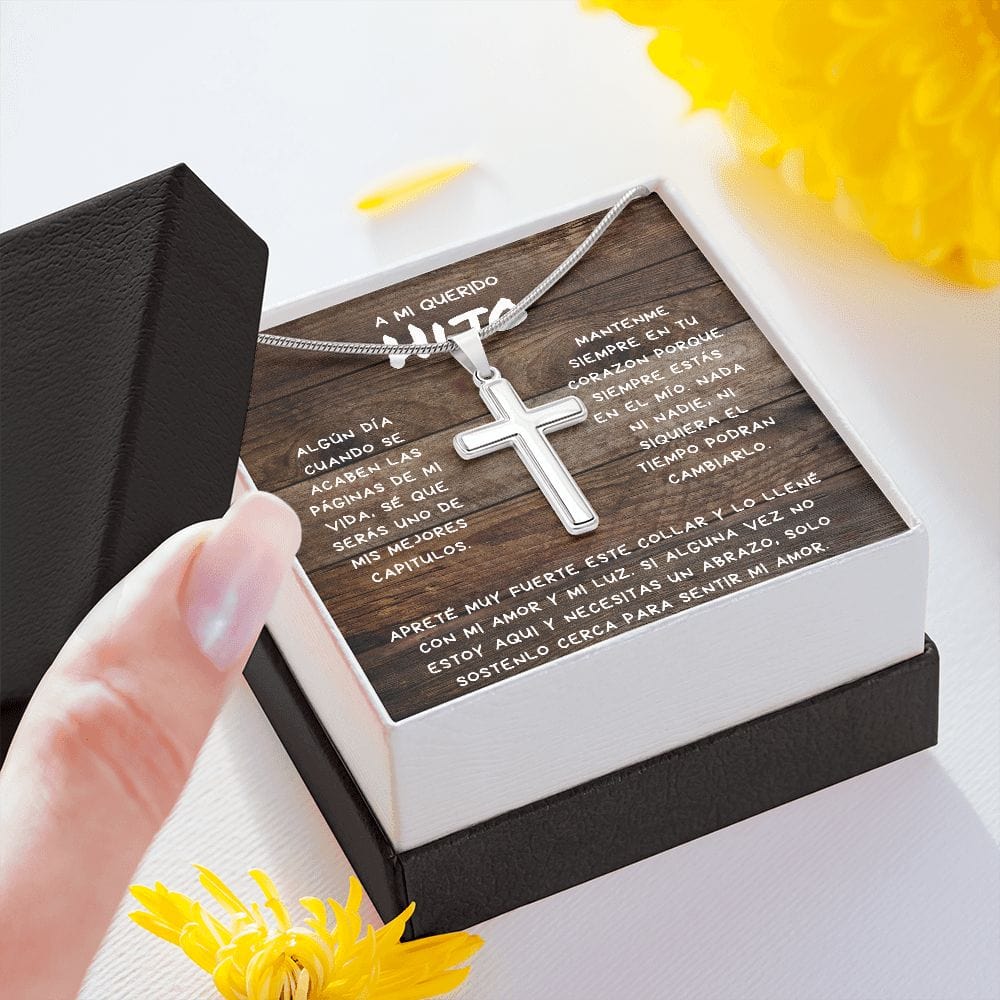 Regalo para Hijo | Coraje | Collar Con Cruz De Acero Inoxidable