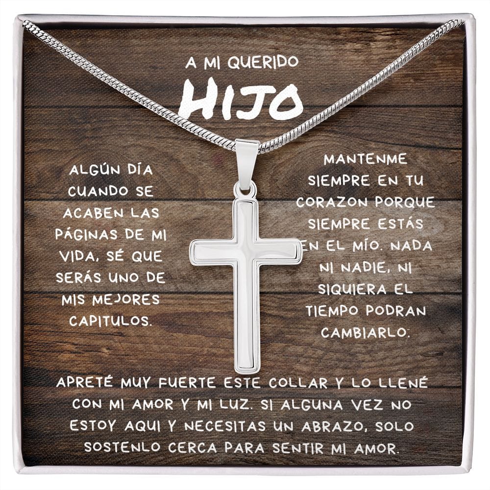 Regalo para Hijo | Coraje | Collar Con Cruz De Acero Inoxidable