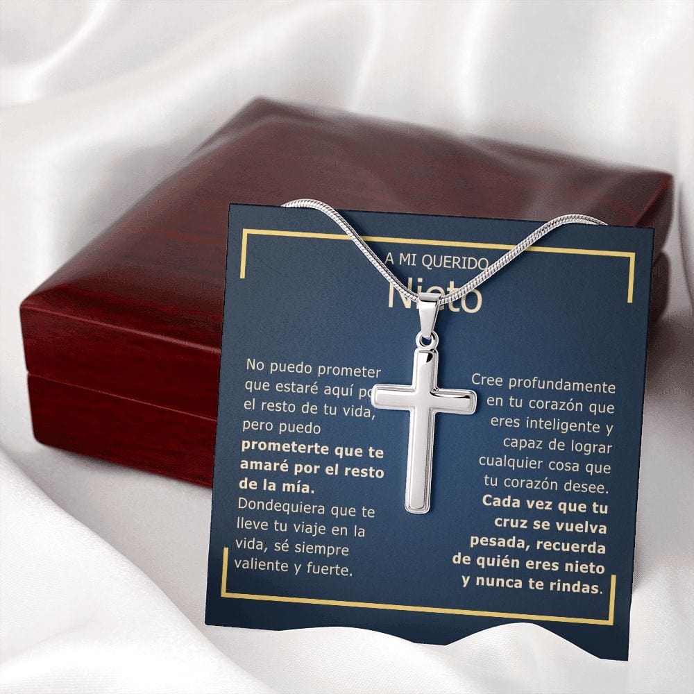 Regalo Para Nieto | Cree en tu corazón | Collar Cruz De Acero Inoxidable