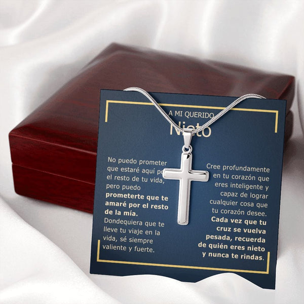 Regalo Para Nieto | Cree en tu corazón | Collar Cruz De Acero Inoxidable