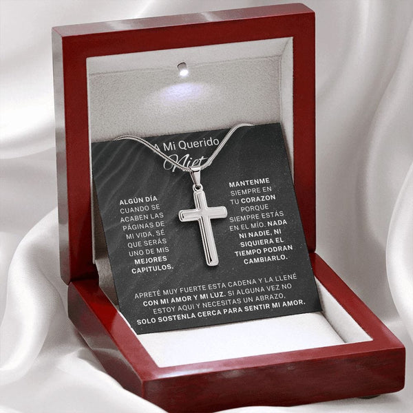 Regalo Para Nieto | Por siempre en mi corazón | Collar Con Cruz De Acero Inoxidable