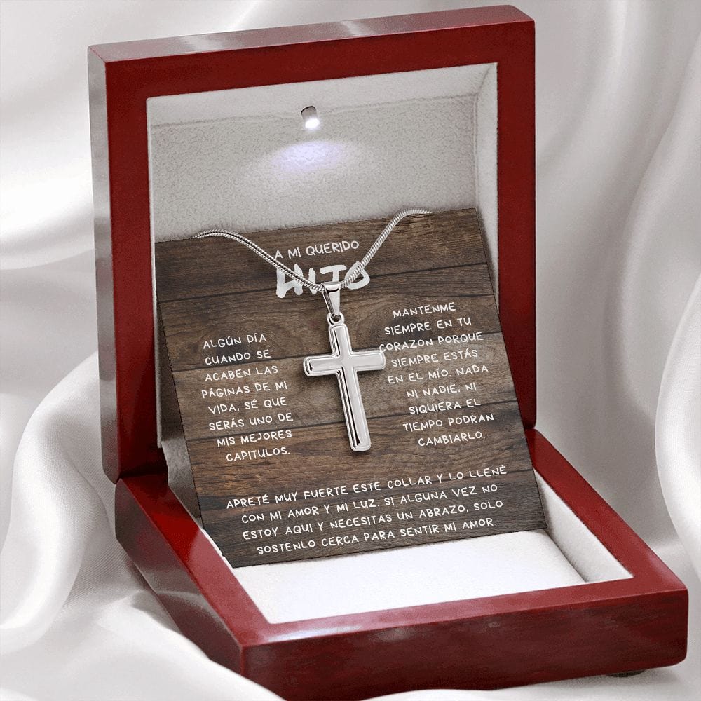 Regalo para Hijo | Coraje | Collar Con Cruz De Acero Inoxidable