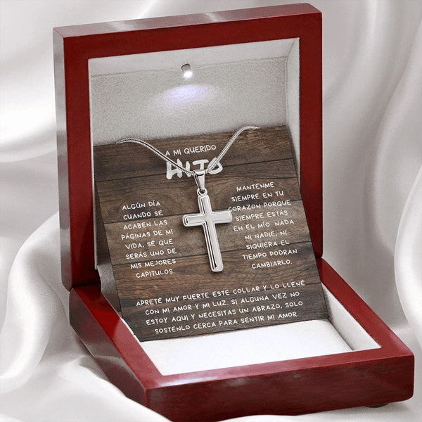 Regalo para Hijo | Coraje | Collar Con Cruz De Acero Inoxidable