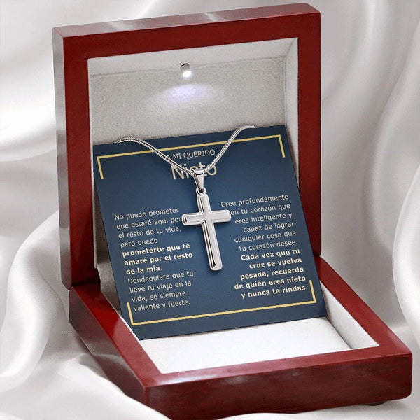 Regalo Para Nieto | Cree en tu corazón | Collar Cruz De Acero Inoxidable