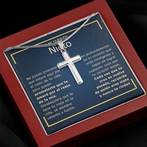 Regalo Para Nieto | Cree en tu corazón | Collar Cruz De Acero Inoxidable