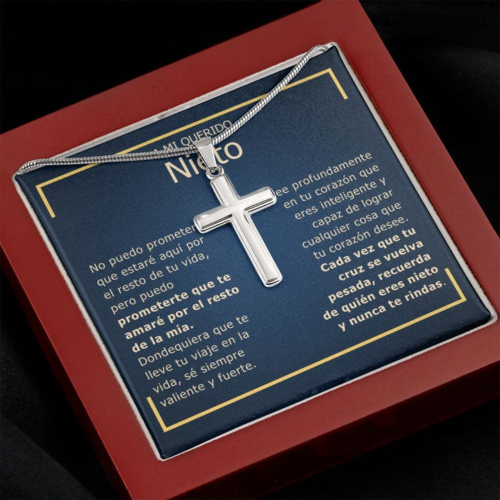 Regalo Para Nieto | Cree en tu corazón | Collar Cruz De Acero Inoxidable