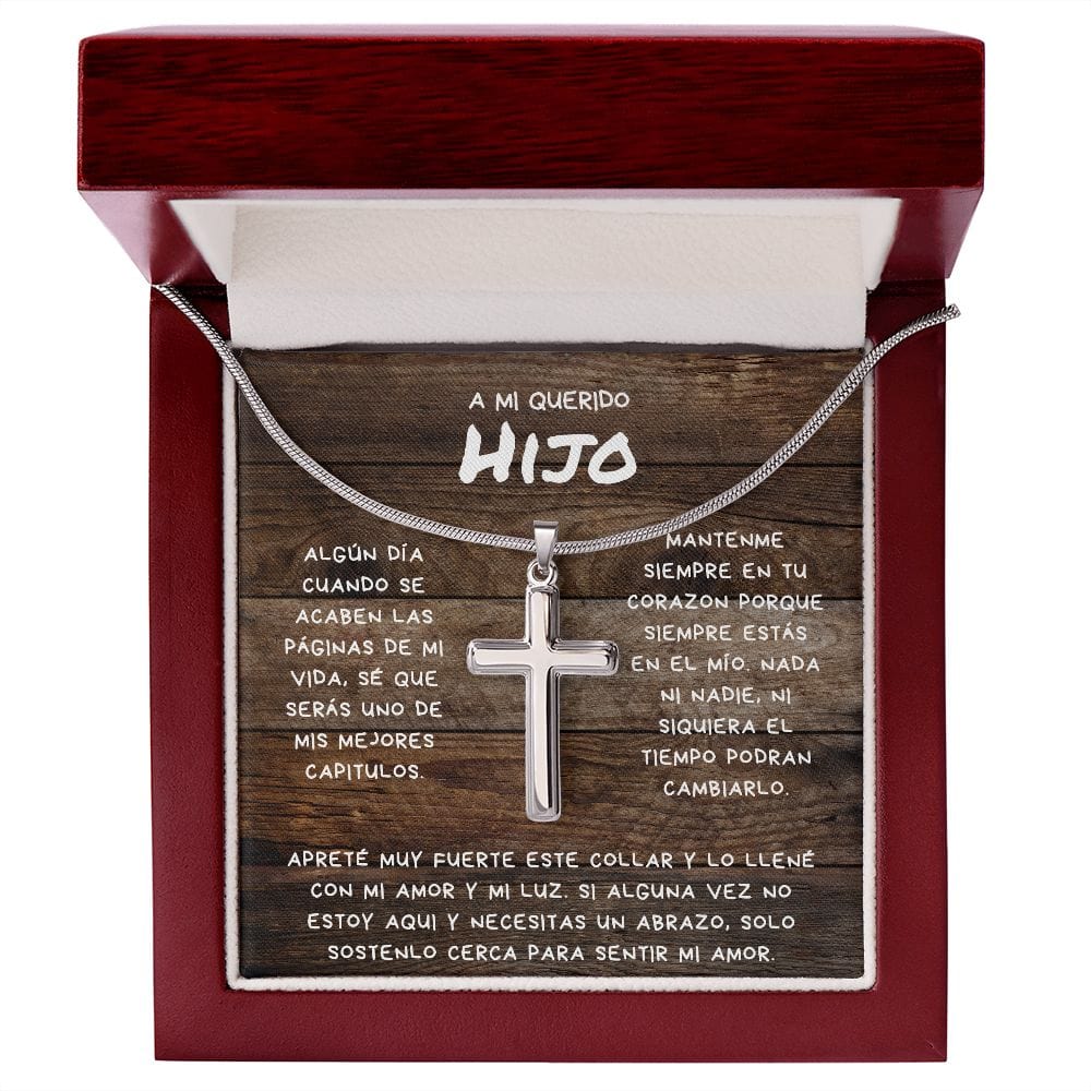 Regalo para Hijo | Coraje | Collar Con Cruz De Acero Inoxidable