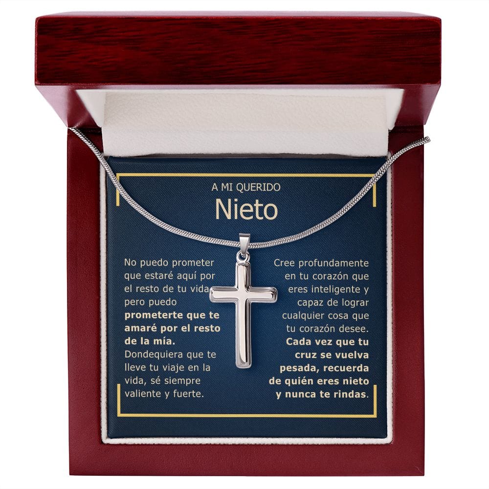 Regalo Para Nieto | Cree en tu corazón | Collar Cruz De Acero Inoxidable
