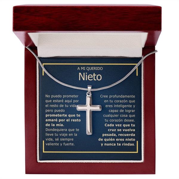 Regalo Para Nieto | Cree en tu corazón | Collar Cruz De Acero Inoxidable