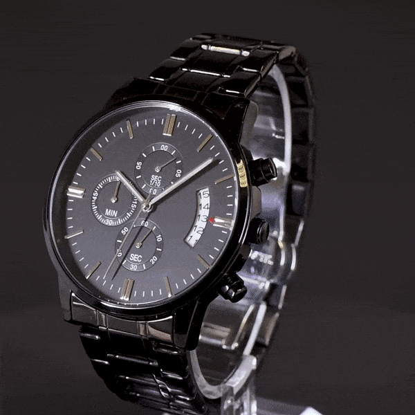Regalo Para Papá | Mi Corazón | Reloj Cronógrafo Negro Grabado Personalizable